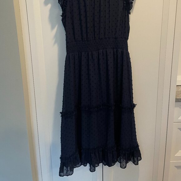 CeCe Sleeveless Clip Dot Midi Dress, Navy, XL, - Picture 4 of 4